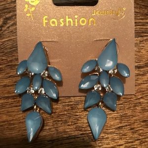 Teal tear drop dangle earrings